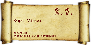 Kupi Vince névjegykártya
